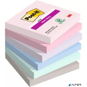   Öntapadó jegyzettömb, 76x76 mm, 6x90 lap, 3M POSTIT "Super Sticky Soulful", vegyes színek