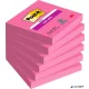 Öntapadó jegyzettömb, 76x76 mm, 6x90 lap, 3M POSTIT "Super Sticky", pink