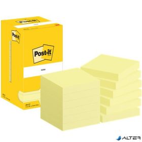   Öntapadó jegyzettömb, 76x76 mm, 12x100 lap, 3M POSTIT, kanári sárga