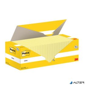   Öntapadó jegyzettömb, 76x76 mm, 18+6x100 lap, 3M POSTIT, kanári sárga