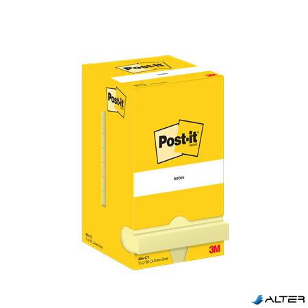 Öntapadó jegyzettömb, 76x76 mm, 12x100 lap, 3M POSTIT, kanári sárga