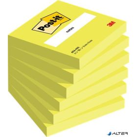   Öntapadó jegyzettömb, 76x76 mm, 6x100 lap, 3M POSTIT, neonzöld