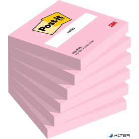   Öntapadó jegyzettömb, 76x76 mm, 6x100 lap, 3M POSTIT, rózsaszín