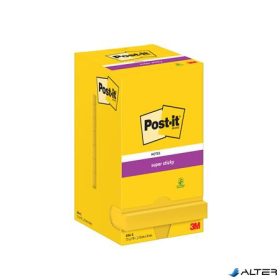  Öntapadó jegyzettömb, 76x76 mm, 12x90 lap, 3M POSTIT 'Super Sticky', ultra sárga