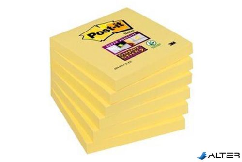 Öntapadó jegyzettömb, 76x76 mm, 90 lap, 3M POSTIT "Super Sticky", kanári sárga