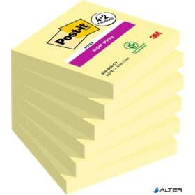   Öntapadó jegyzettömb, 76x76 mm, 6x90 lap, 3M POSTIT "Super Sticky", kanári sárga