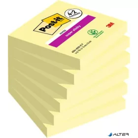   Öntapadó jegyzettömb, 76x76 mm, 6x90 lap, 3M POSTIT "Super Sticky", kanári sárga