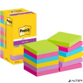   Öntapadó jegyzettömb, 76x76 mm, 12x90 lap, 3M POSTIT "Super Sticky", vegyes