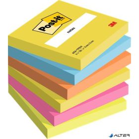   Öntapadó jegyzettömb, 76x76 mm, 6x100 lap, 3M POSTIT 'Energetic', vegyes színek