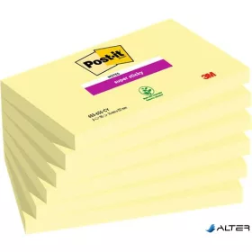   Öntapadó jegyzettömb csomag, 76x127 mm, 6x90 lap, 3M POSTIT "Super Sticky", kanári sárga