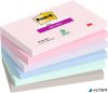 Öntapadó jegyzettömb, 76x127 mm, 6x90 lap, 3M POSTIT 'Super Sticky Soulful', vegyes színek