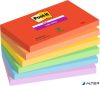 Öntapadó jegyzettömb, 76x127 mm, 6x90 lap, 3M POSTIT 'Super Sticky Playful', vegyes színek