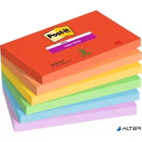   Öntapadó jegyzettömb, 76x127 mm, 6x90 lap, 3M POSTIT "Super Sticky Playful", vegyes színek
