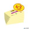 Öntapadó jegyzettömb, 76x127 mm, 4+2x90 lap, 3M POSTIT "Super Sticky", kanári sárga