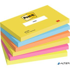   Öntapadó jegyzettömb, 76x127 mm, 6x100 lap, 3M POSTIT "Energetic", vegyes színek