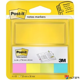   Jelölőcímke, papír, 4x50 lap, 20x38 mm, 3M POSTIT, neon vegyes