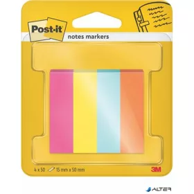  Jelölőcímke, papír, 4x50 lap, 15x50 mm, 3M POSTIT "Poptimistic", vegyes
