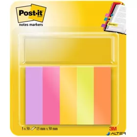   Jelölőcímke, papír, 5x50 lap, 15x50 mm, 3M POSTIT, "Energetic", vegyes színek