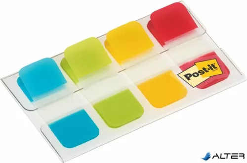 Jelölőcímke, műanyag, megerősített, 4x10 lap, 16x38 mm, 3M POSTIT, vegyes színek