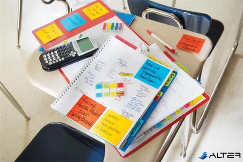 Jelölőcímke, műanyag, megerősített, 4x10 lap, 16x38 mm, 3M POSTIT, vegyes színek