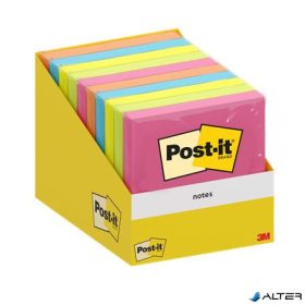   Öntapadó jegyzettömb, 76x76 mm, 100 lap, 3M POSTIT, vegyes szín