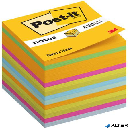 Öntapadó jegyzettömb, 76x76 mm, 450 lap, 3M POSTIT, vegyes színek