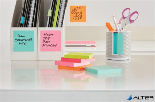 Öntapadó jegyzettömb, 76x76 mm, 450 lap, 3M POSTIT, vegyes színek