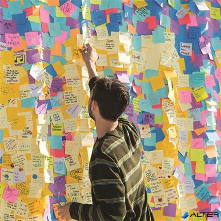 Öntapadó jegyzettömb, 76x76 mm, 450 lap, 3M POSTIT, vegyes színek