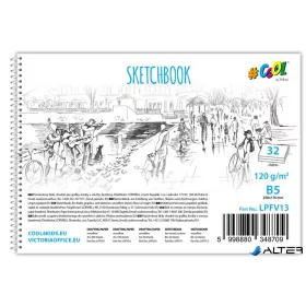   Vázlatfüzet, famentes, B5, spirál, 32 lap, COOL BY VICTORIA