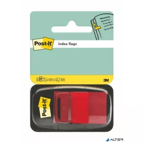 Jelölőcímke, műanyag, 50 lap, 25x43 mm, 3M POSTIT, piros