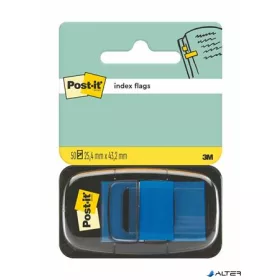 Jelölőcímke, műanyag, 50 lap, 25x43 mm, 3M POSTIT, kék