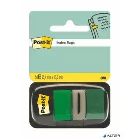 Jelölőcímke, műanyag, 50 lap, 25x43 mm, 3M POSTIT, zöld