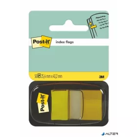   Jelölőcímke, műanyag, 50 lap, 25x43 mm, 3M POSTIT, sárga