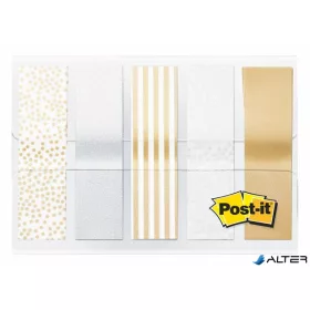   Jelölőcímke, műanyag, 5x20 lap, 11,9x43,2 mm, 3M POSTIT, fémes nyomatok