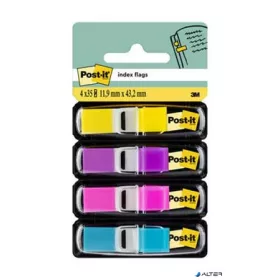   Jelölőcímke, műanyag, 4x35 lap, 11,9x43,2 mm, 3M POSTIT, élénk vegyes