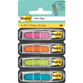   Jelölőcímke, műanyag, 4x24 lap, 11,9x43,2 mm, nyíl, 3M POSTIT, vegyes