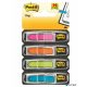 Jelölőcímke, műanyag, 4x24 lap, 11,9x43,2 mm, nyíl, 3M POSTIT, vegyes