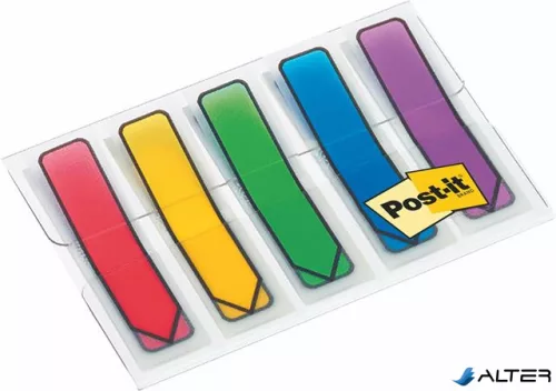 Jelölőcímke, műanyag, 4x24 lap, 11,9x43,2 mm, nyíl, 3M POSTIT, vegyes
