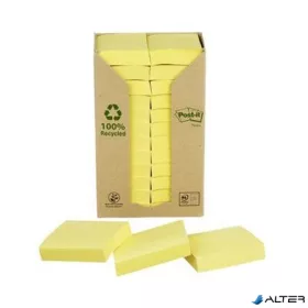   Öntapadó jegyzettömb, 38x51 mm, 24x100 lap, környezetbarát, 3M POSTIT, sárga