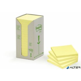   Öntapadó jegyzettömb, 76x76 mm, 16x100 lap, környezetbarát, 3M POSTIT, sárga