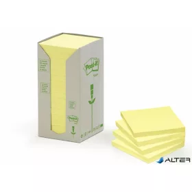   Öntapadó jegyzettömb, 76x76 mm, 16x100 lap, környezetbarát, 3M POSTIT, sárga