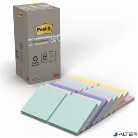   Öntapadó jegyzettömb, 76x76 mm, 16x100 lap, környezetbarát, 3M POSTIT 'Nature', vegyes pasztell színek