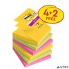 Öntapadó jegyzettömb, "Z", 76x76 mm, 4+2x90 lap, 3M POSTIT "Carnival", vegyes