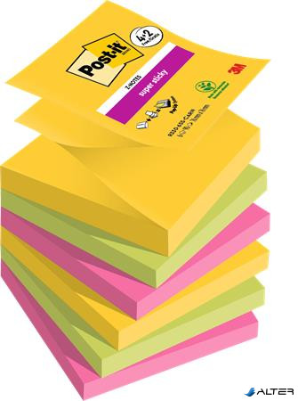 Öntapadó jegyzettömb, 'Z', 76x76 mm, 4+2x90 lap, 3M POSTIT 'Carnival', vegyes