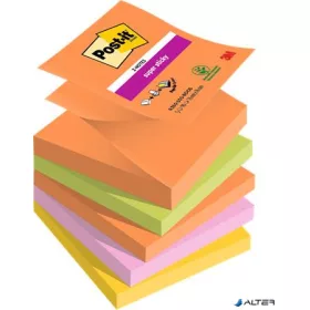   Öntapadó jegyzettömb, "Z", 76x76 mm, 5x90 lap, 3M POSTIT "Super Sticky Boots", vegyes színek