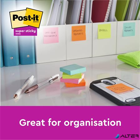 Öntapadó jegyzettömb, 'Z', 76x76 mm, 5x90 lap, 3M POSTIT 'Super Sticky Oasis', vegyes színek