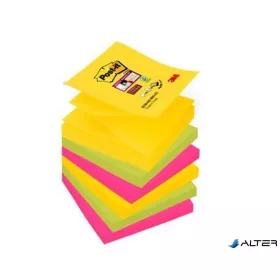   Öntapadó jegyzettömb, "Z", 76x76 mm, 6x90 lap, 3M POSTIT, "Super Sticky Carnival"