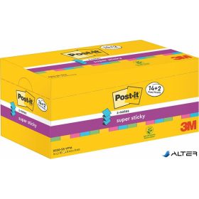   Öntapadó jegyzettömb csomag, "Z", 76x76 mm, 16x90 lap, 3M POSTIT, "Super Sticky", vegyes