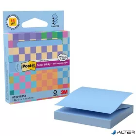   Öntapadó jegyzettömb, "Z", adagolóval, 76x76 mm, 90 lap, 3M POSTIT "Super Sticky", pasztellkék