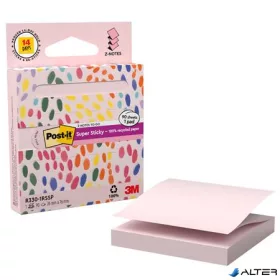   Öntapadó jegyzettömb, "Z", adagolóval, 76x76 mm, 90 lap, 3M POSTIT "Super Sticky", pasztell rózsaszín